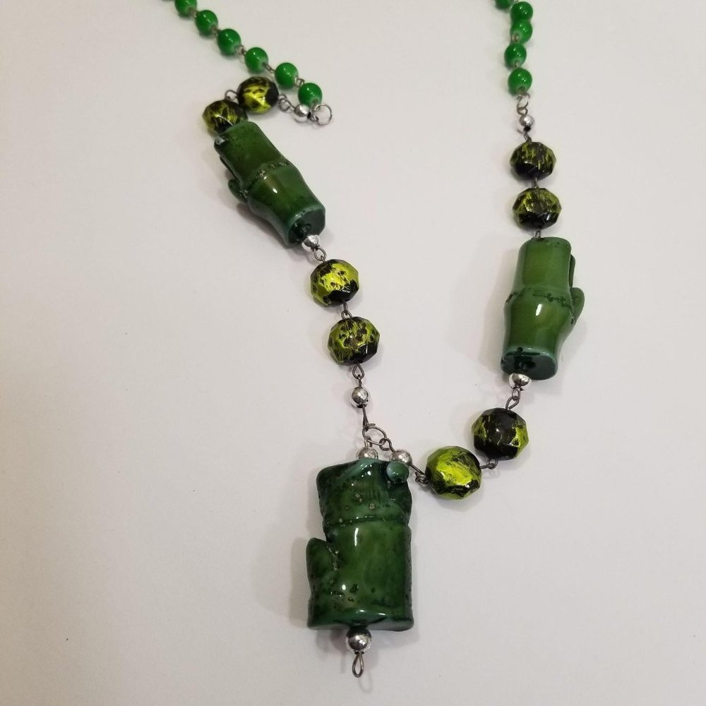 Green Hand made beads necklace for women